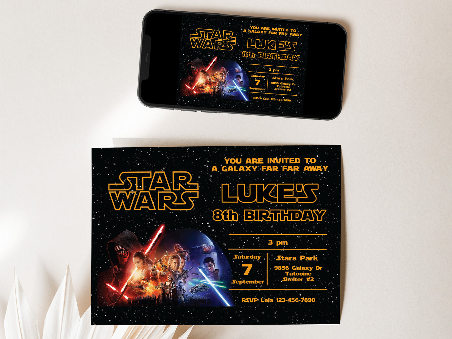 Star Wars The Force Awakens Birthday Party Invitation