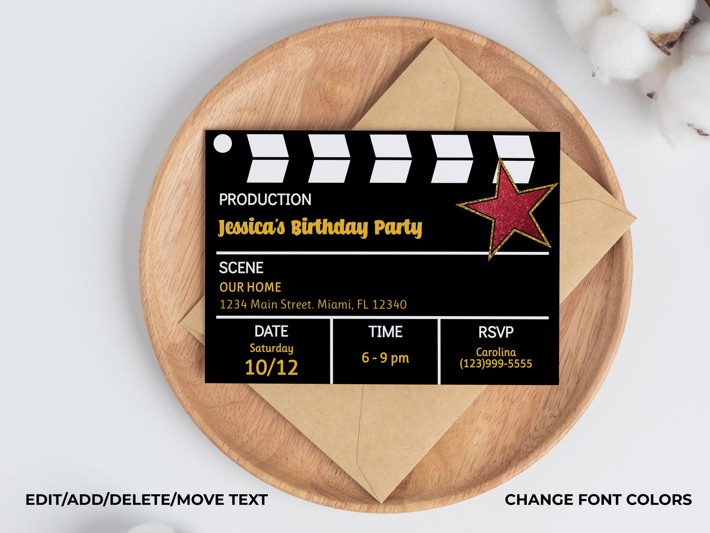 Hollywood Movie Star Party Invitation