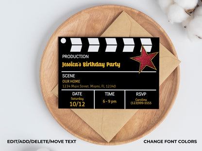Hollywood Movie Star Party Invitation