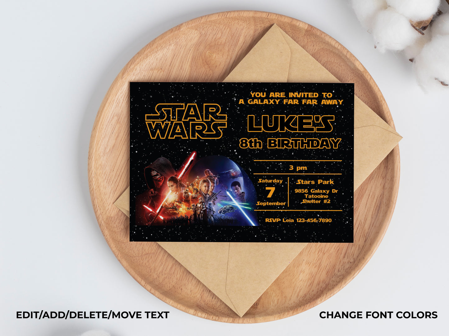 Star Wars The Force Awakens Birthday Party Invitation