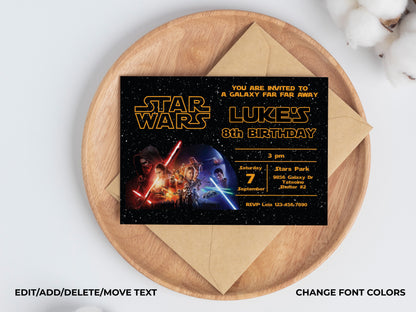 Star Wars The Force Awakens Birthday Party Invitation