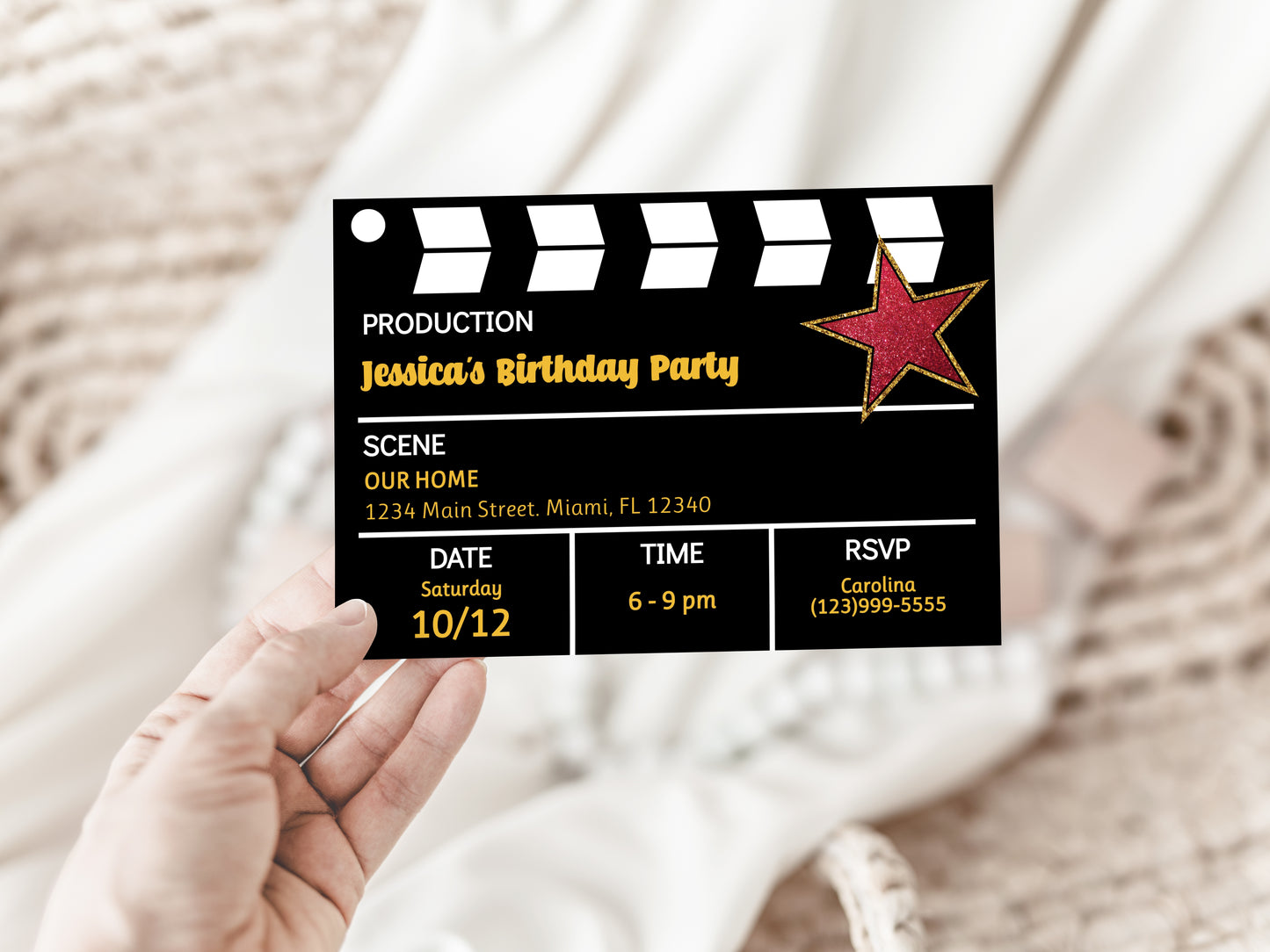 Hollywood Movie Star Party Invitation