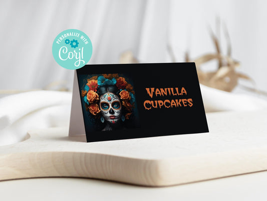 Halloween Dia de los Muertos Food Tent Labels Placecards