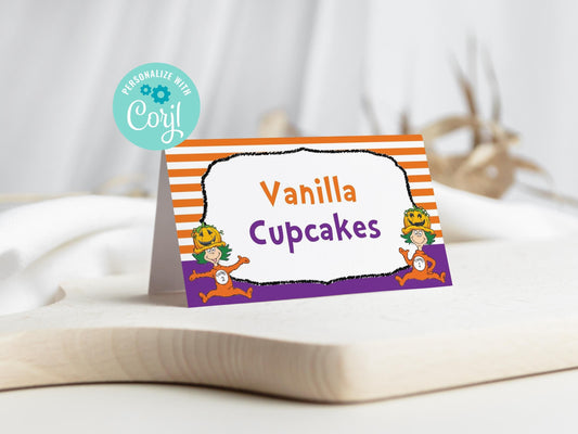 Halloween Cat Hat Things Food Tent Labels Placecards