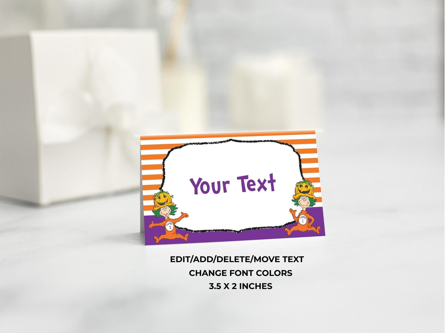 Halloween Cat Hat Things Food Tent Labels Placecards