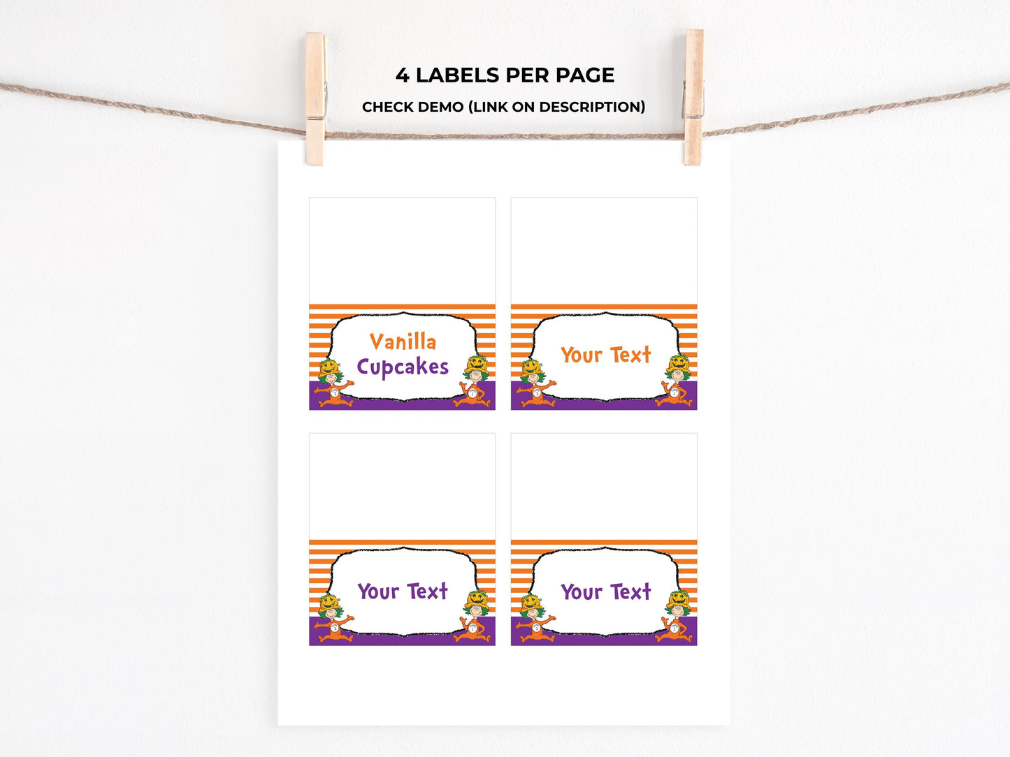 Halloween Cat Hat Things Food Tent Labels Placecards
