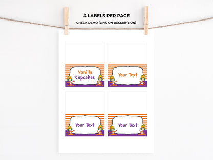 Halloween Cat Hat Things Food Tent Labels Placecards