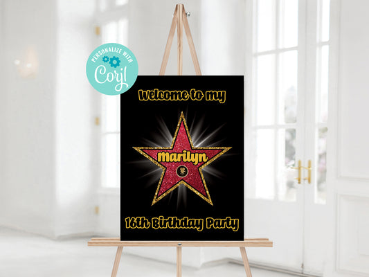 Hollywood Star Movies Welcome Sign Poster 16x20 inches