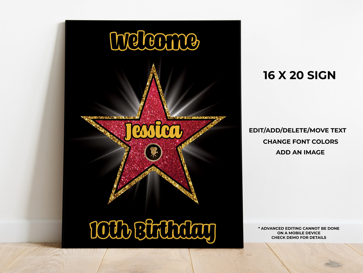Hollywood Star Movies Welcome Sign Poster 16x20 inches