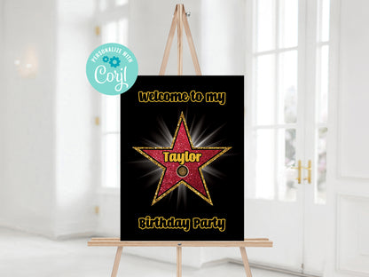Hollywood  Music Star Welcome Sign Poster 16x20 inches