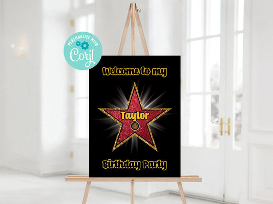Hollywood  Music Star Welcome Sign Poster 16x20 inches