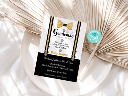 Little Gentleman Baby Shower Invitation - Bowtie Baby Shower - Tuxedo Baby Shower