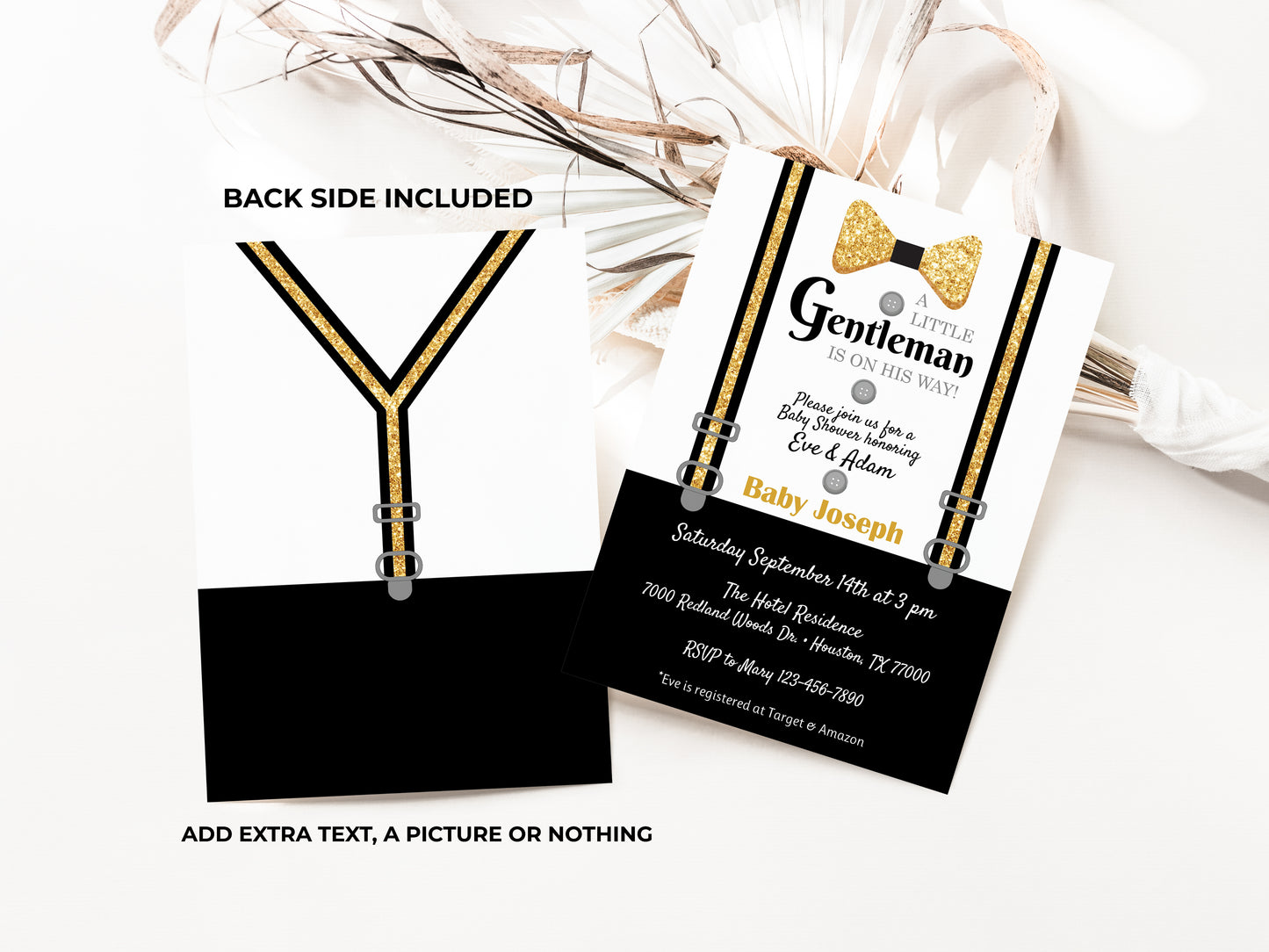 Little Gentleman Baby Shower Invitation - Bowtie Baby Shower - Tuxedo Baby Shower