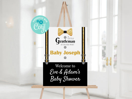Little Gentleman Baby Shower Welcome Sign 16 x 20 inches
