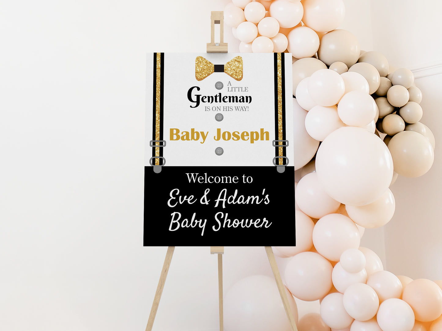 Little Gentleman Baby Shower Welcome Sign 16 x 20 inches