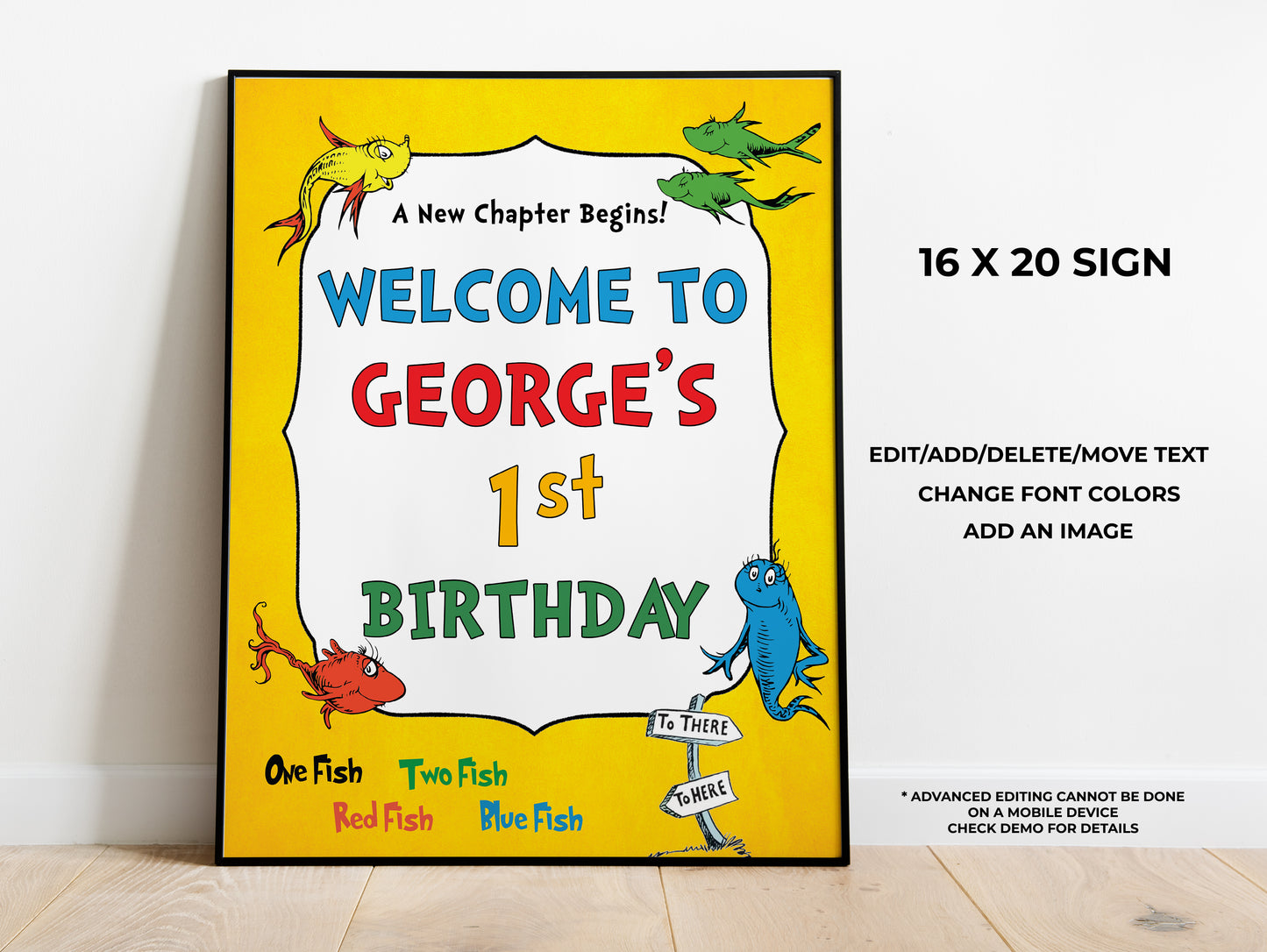One Fish Two Fish Welcome Sign 16x20 inches