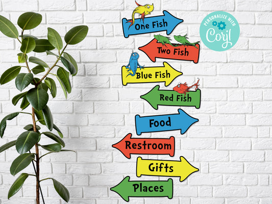 One Fish Two Fish Editable Street Signs Directional Arrows Sign