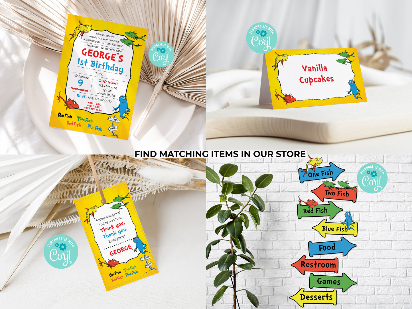 One Fish Two Fish Birthday Party Invitation Editable Instant Digital Download