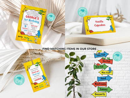 One Fish Two Fish Birthday Party Invitation Editable Instant Digital Download