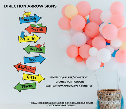 One Fish Two Fish Editable Street Signs Directional Arrows Sign