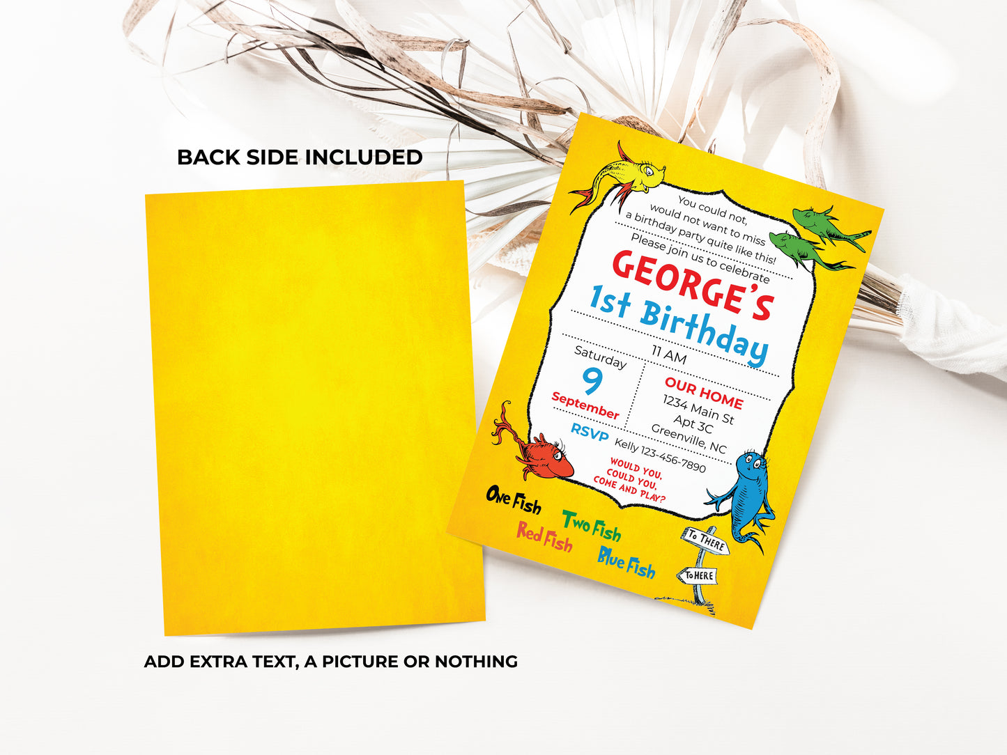 One Fish Two Fish Birthday Party Invitation Editable Instant Digital Download