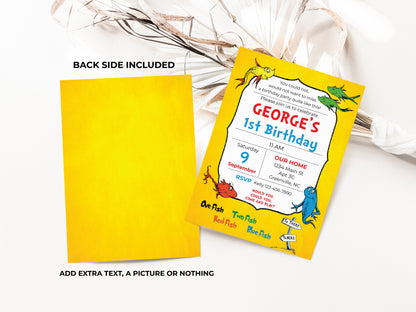 One Fish Two Fish Birthday Party Invitation Editable Instant Digital Download