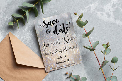 Save the Date Rose Gold Invitation for Quinceañera, Sweet 16, Wedding, Birthday