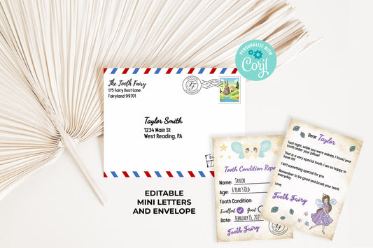 Tooth Fairy Editable Mini Letters and Envelope V1