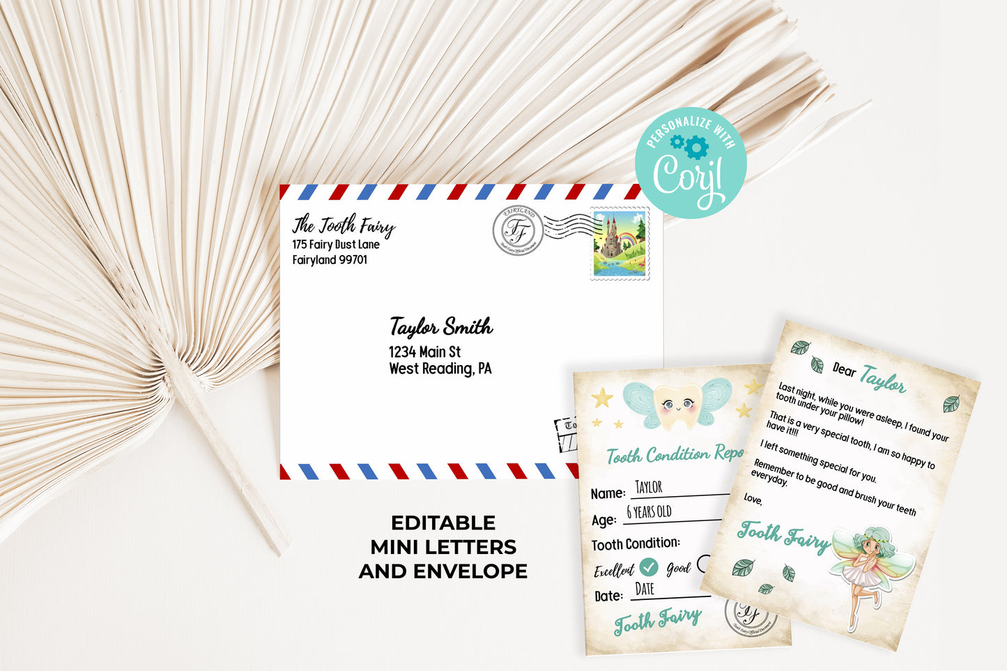 Tooth Fairy Editable Mini Letters and Envelope V7