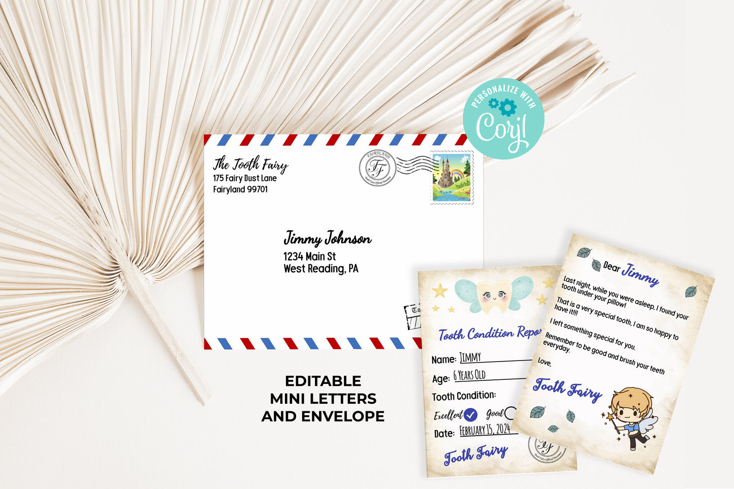 Tooth Fairy Editable Mini Letters and Envelope V8