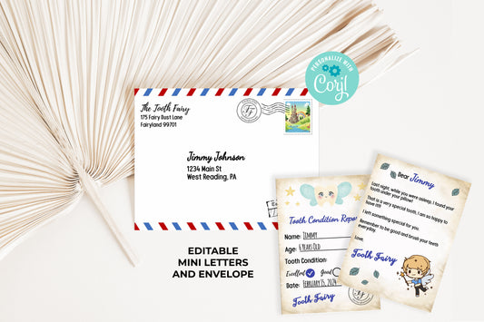 Tooth Fairy Editable Mini Letters and Envelope V8