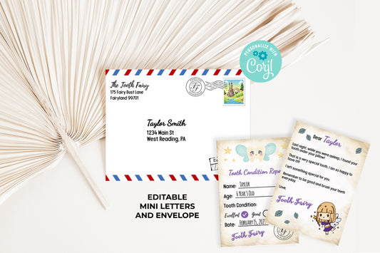 Tooth Fairy Editable Mini Letters and Envelope V11