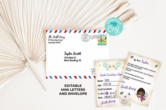 Tooth Fairy Editable Mini Letters and Envelope V9
