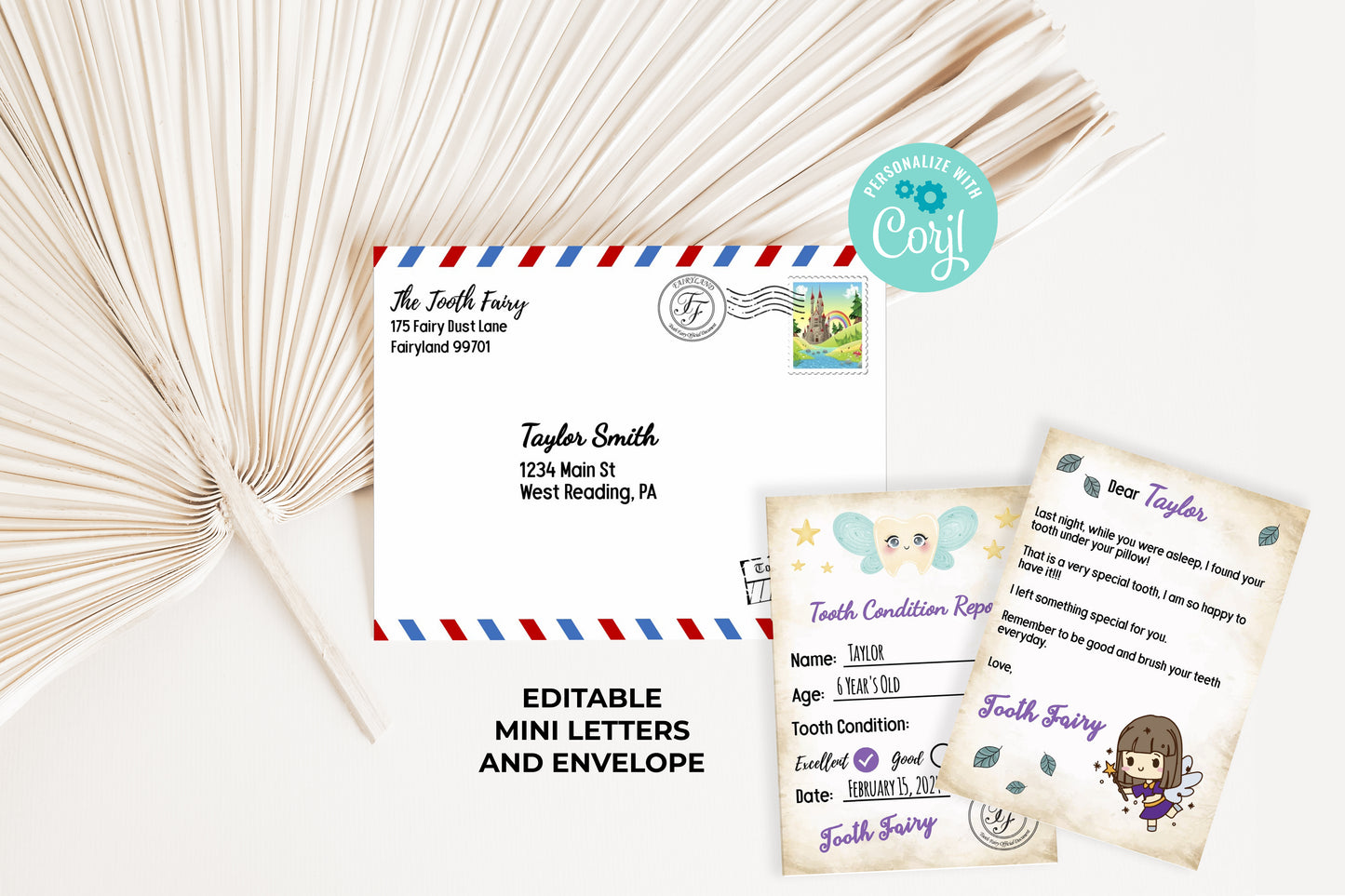 Tooth Fairy Editable Mini Letters and Envelope V4