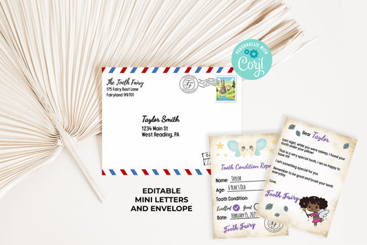 Tooth Fairy Editable Mini Letters and Envelope V2