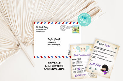 Tooth Fairy Editable Mini Letters and Envelope V10