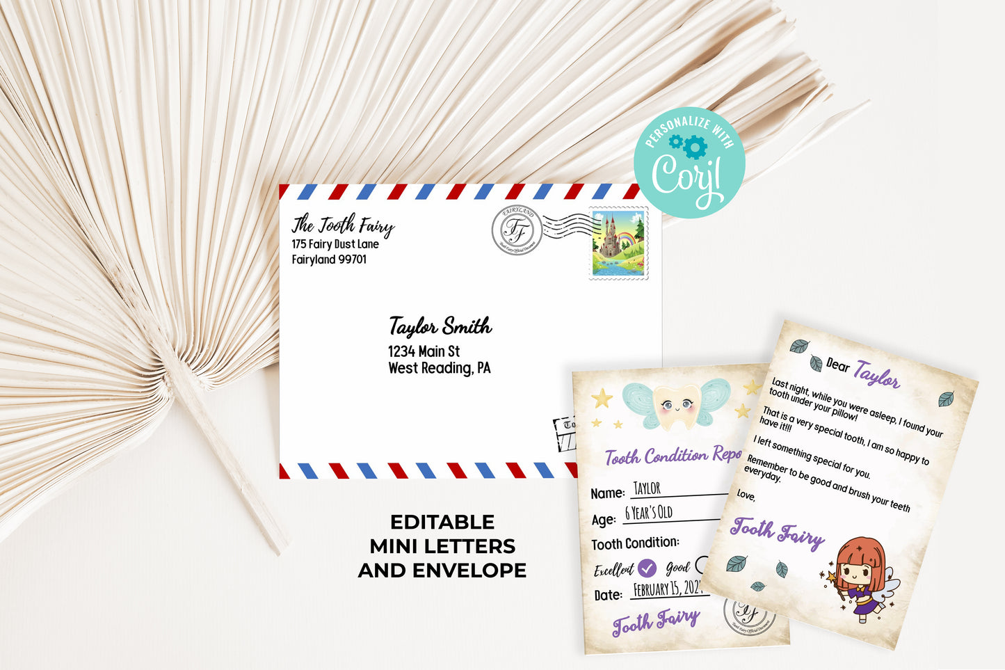 Tooth Fairy Editable Mini Letters and Envelope V6